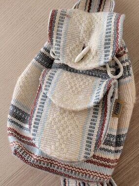 Vintage Boho Woven Mini Backpack | Tribal Southwest Knit Bag | Festival Bohemian